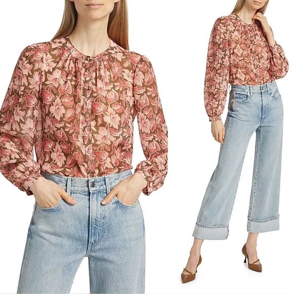 VERONICA BEARD Ashlynn Floral Print Silk Shirt - Picture 6 of 12